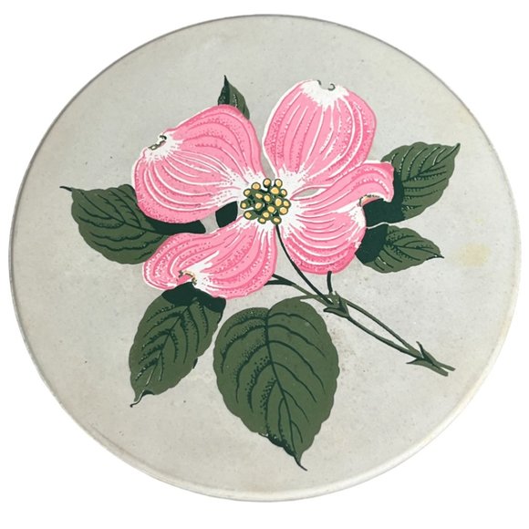 Vtg CoasterStone Sandstone Flower Coasters Set of 4 in Box Floral 4.25" diameter - Picture 3 of 14